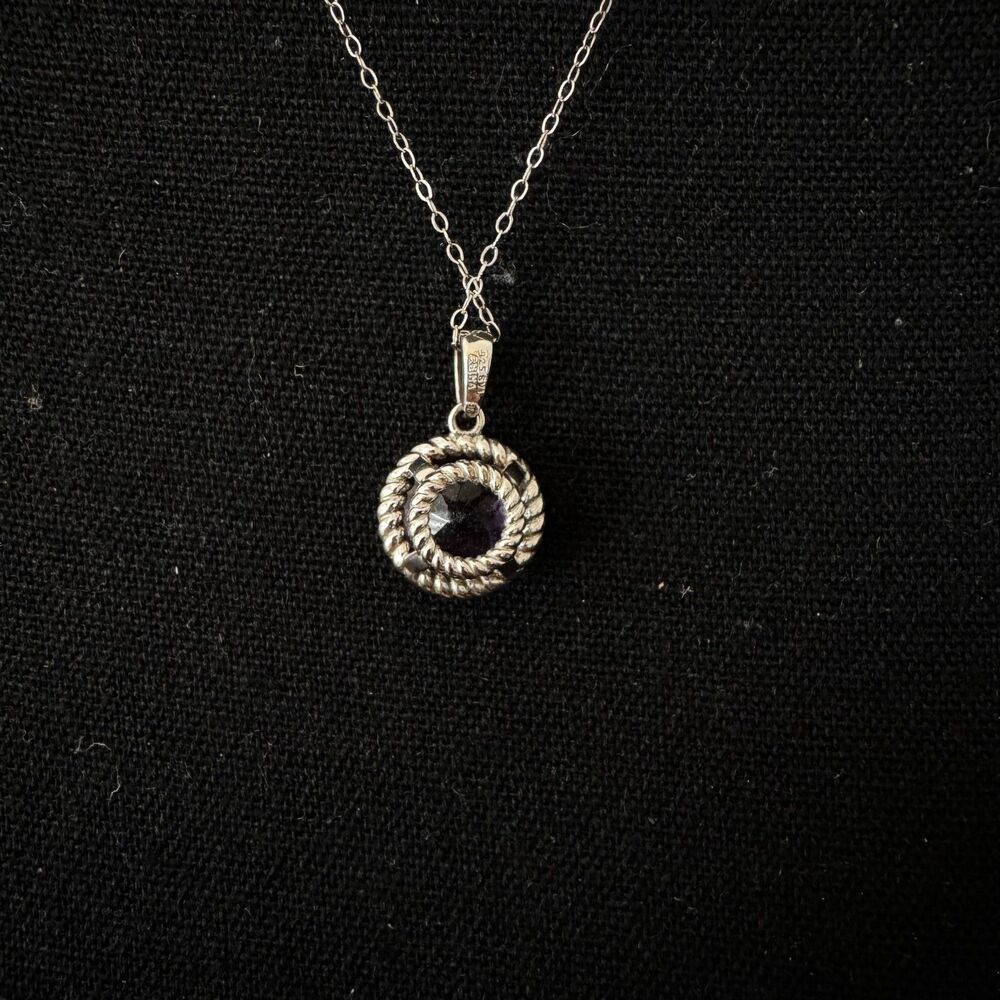Dainty Amethyst Necklace Sterling Silver Chain - Picture 5 of 6